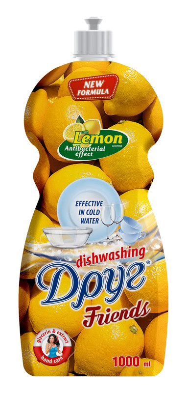 Гель для ручного миття посуду ДРУГ Лимон з гліцерином 1 л